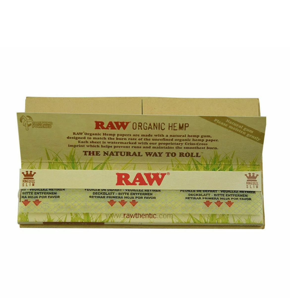 Raw Organic Hemp King Size Slim Rolling Papers Natural Unrefined Skins