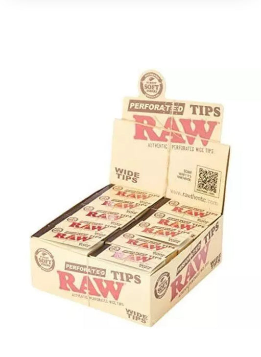 Genuine Raw Perforated Wide Tip Natural Cotton Smoking Rolling Roach Card Filter