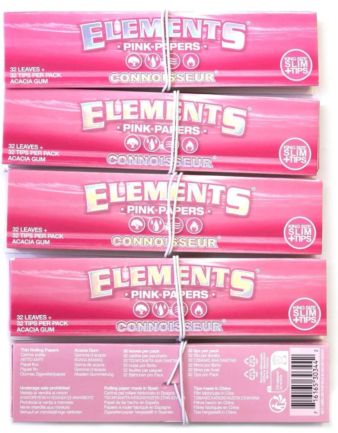 Elements Pink King Size Connoisseur  Pink Papers and Roach Tips