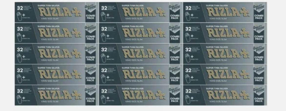 RIZLA Silver Combo Connoisseur King Size Slim Smoking Rolling Paper & Roach Tips