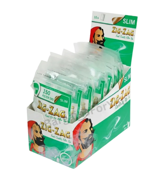 Zig Zag Menthol Slim Filter Tips Resealable Bags of 150 Tips
