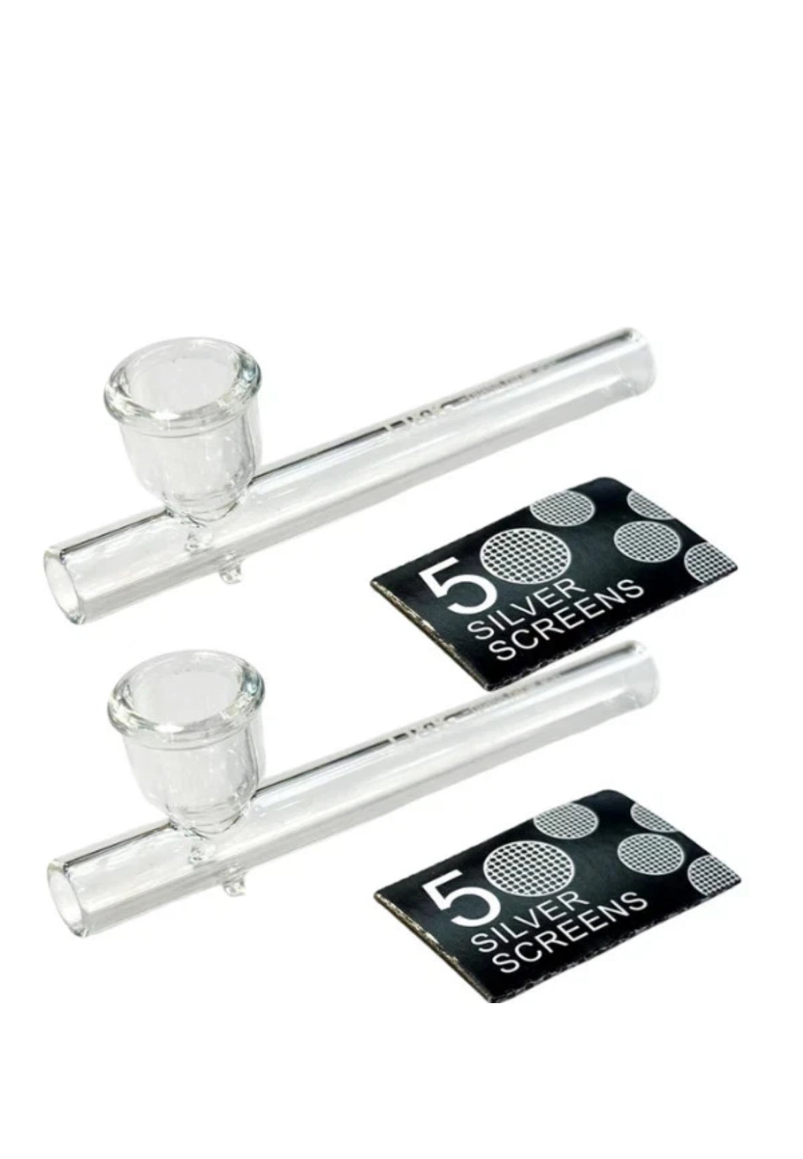 D&K Glass Smoking Clear Tobacco Pipe & 5 Free Screens