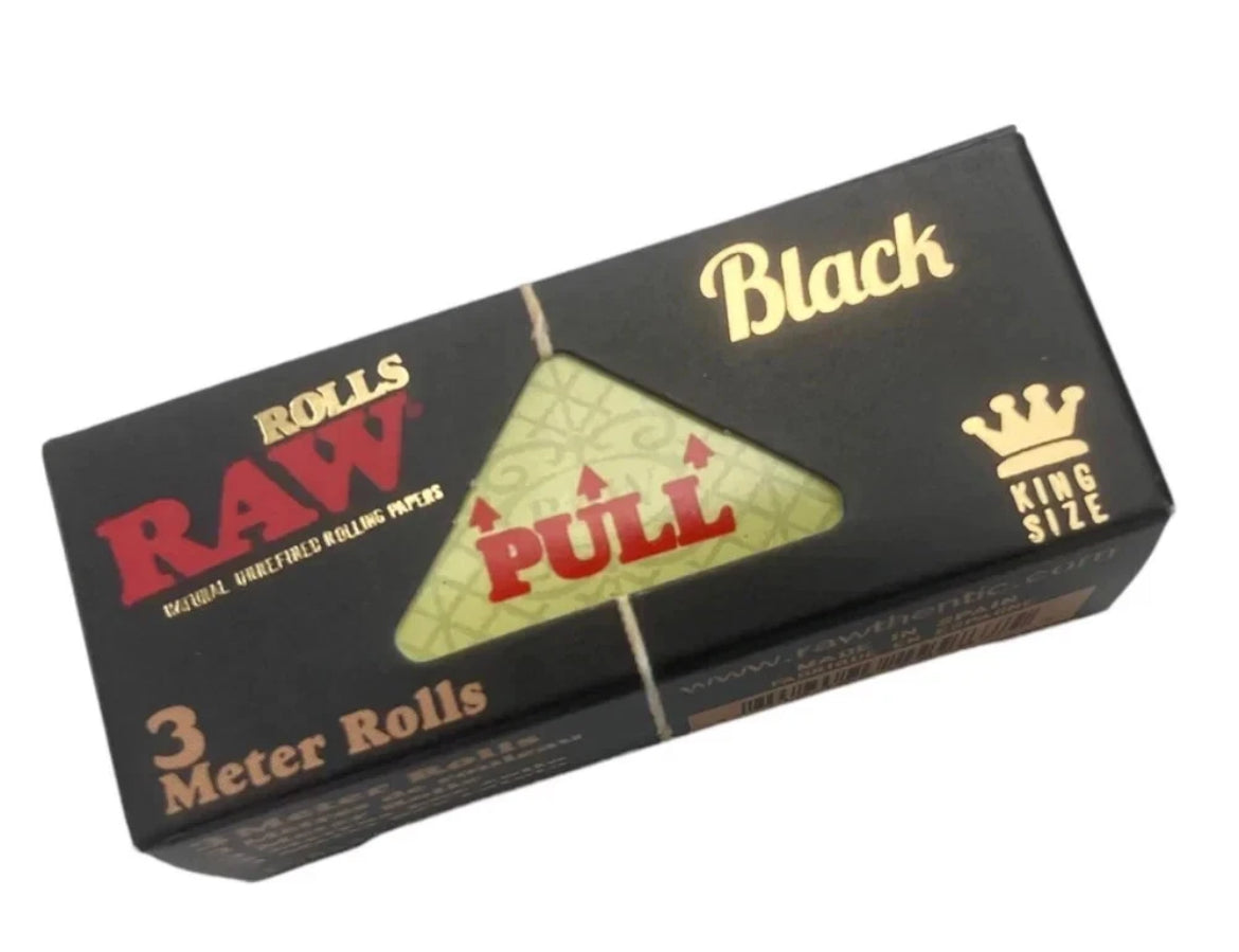 Raw Black King Size 3m Rolls Rips Rolling Smoking Paper
