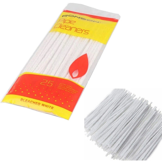 RONSON Pipe Extra Long White Pipe Cleaners Natural Cotton Bleach White