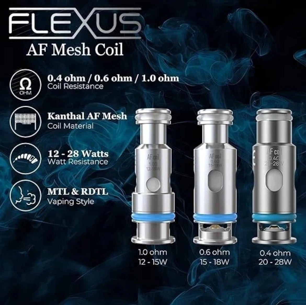 Aspire AF Mesh Coils Flexus Q Flexus Stik Riil X Blok Vape KIT