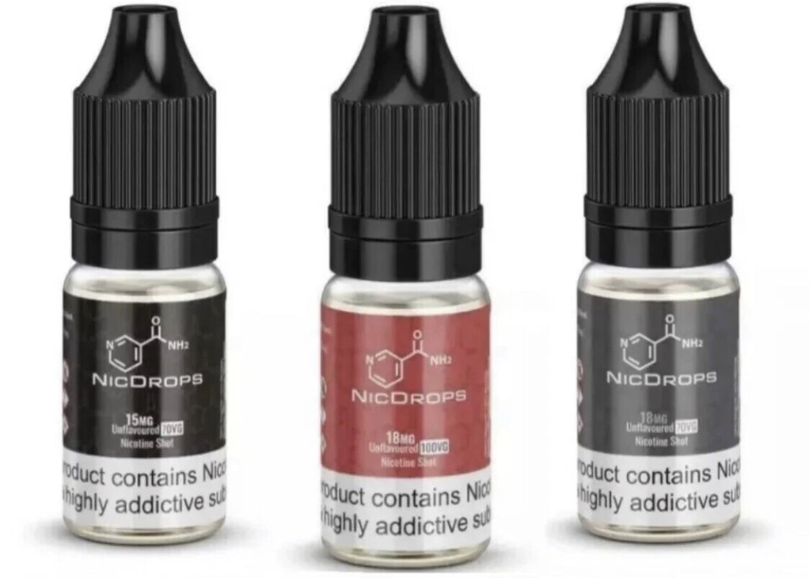 Nicotine Shots Nic shots 18mg 10ml by NicDrops 15mg 70/30 E Liquid Vape
