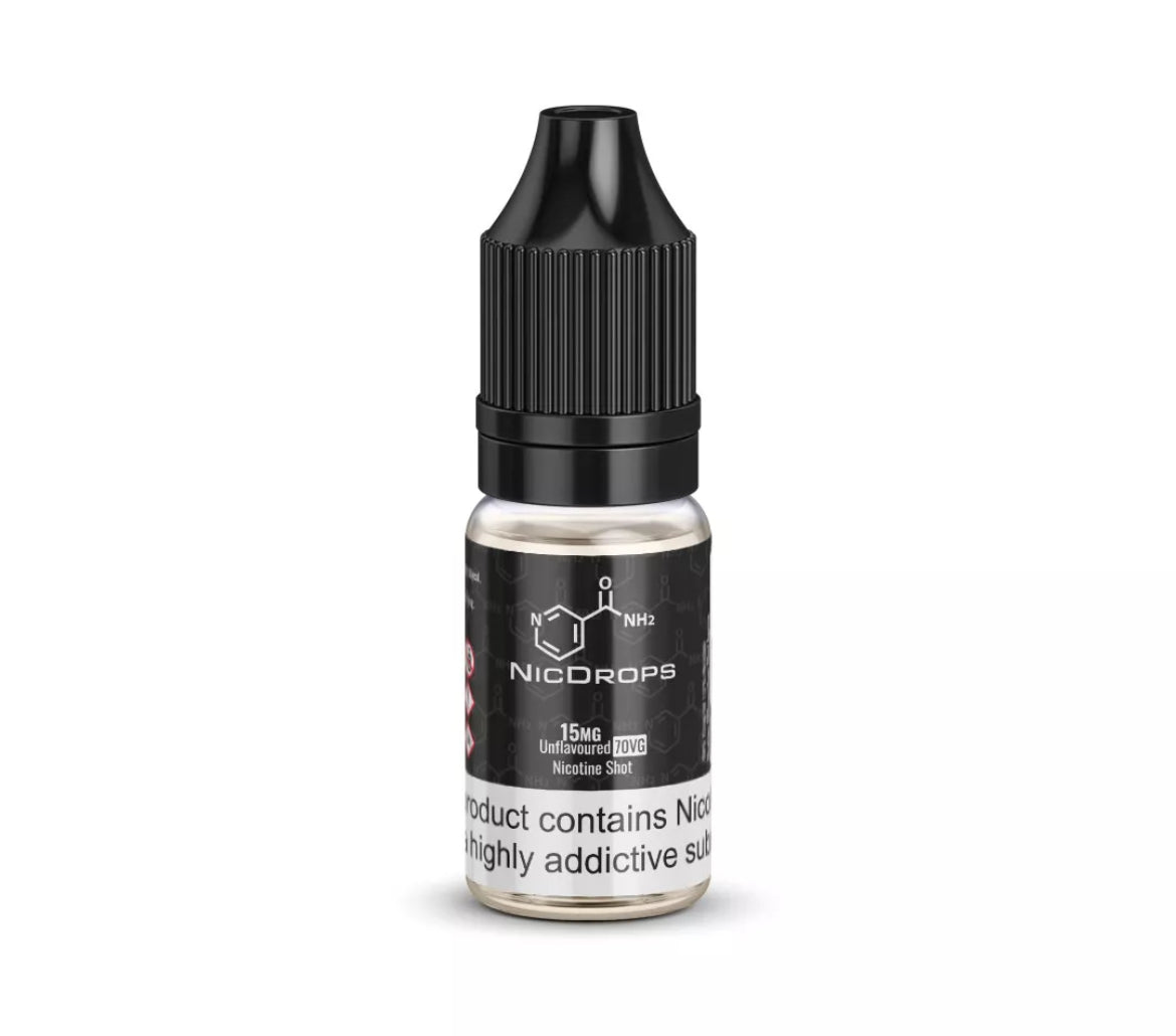 Nicotine Shots Nic shots 18mg 10ml by NicDrops 15mg 70/30 E Liquid Vape