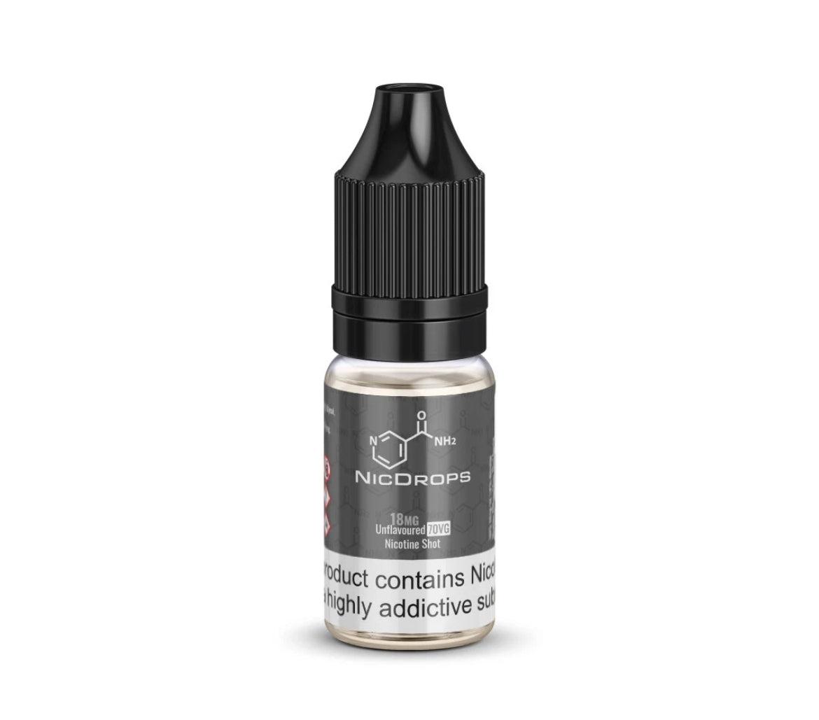 Nicotine Shots Nic shots 18mg 10ml by NicDrops 15mg 70/30 E Liquid Vape