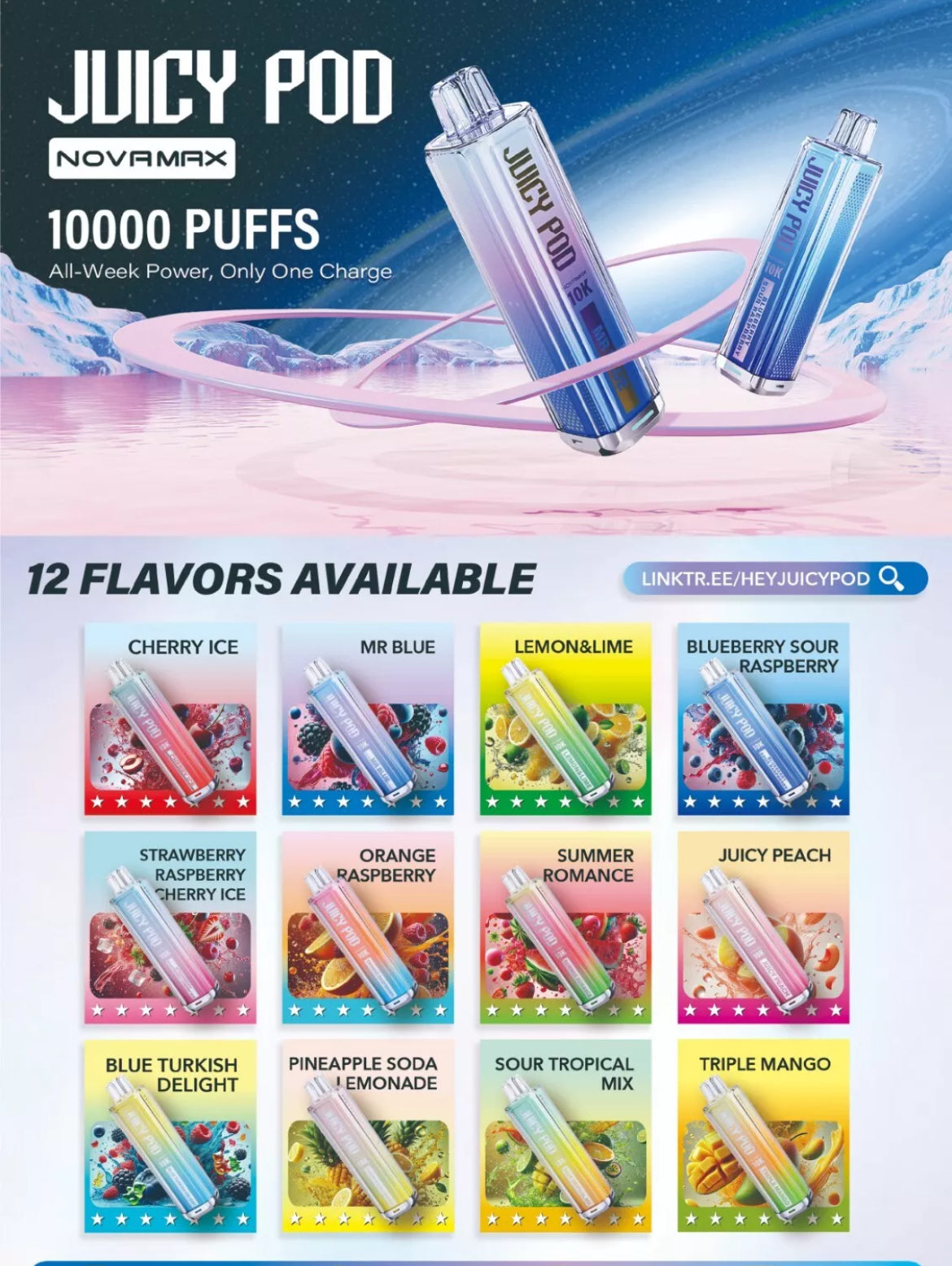 Juicy Pod NovaMax 10K Pre-filled Vape Pod Kit