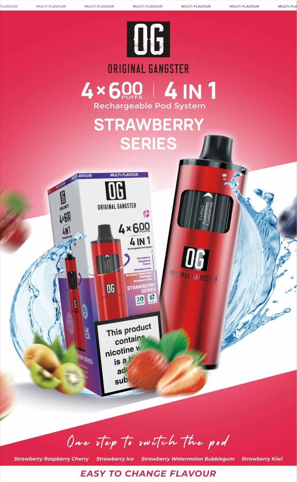 ORIGINAL Gangster OG 2400 4 IN 1 Pre-filled Pod Vape Kit 20MG