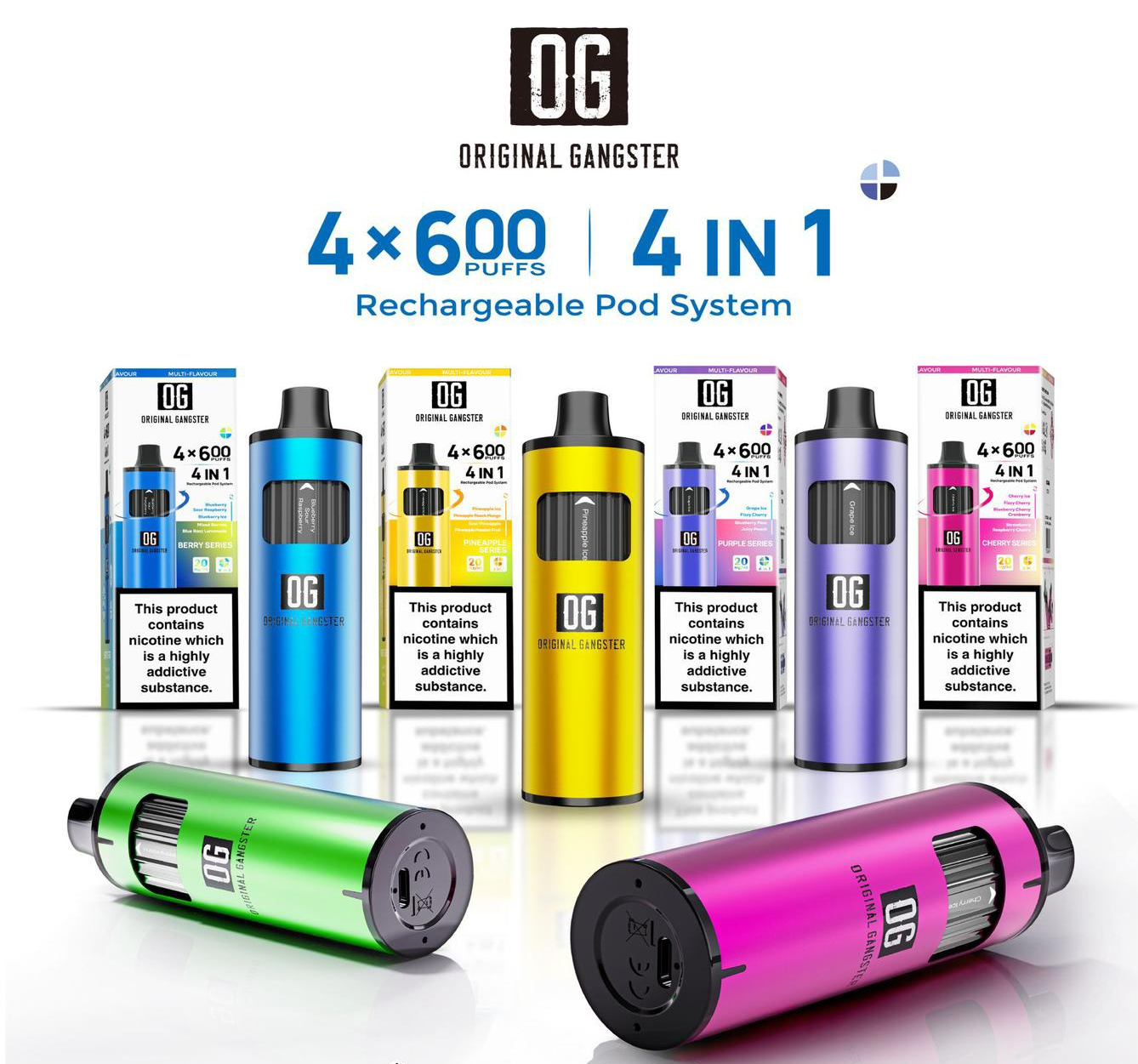 ORIGINAL Gangster OG 2400 4 IN 1 Pre-filled Pod Vape Kit 20MG