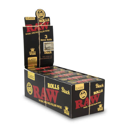 Raw Black King Size 3m Rolls Rips Rolling Smoking Paper