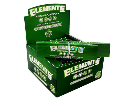 Elements Green King Size Connoisseur Rolling Papers with Filter Roach Tips