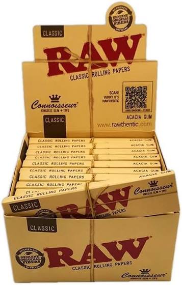 Raw With Roach Raw Classic Connoisseur  Raw Papers With Tips King Size