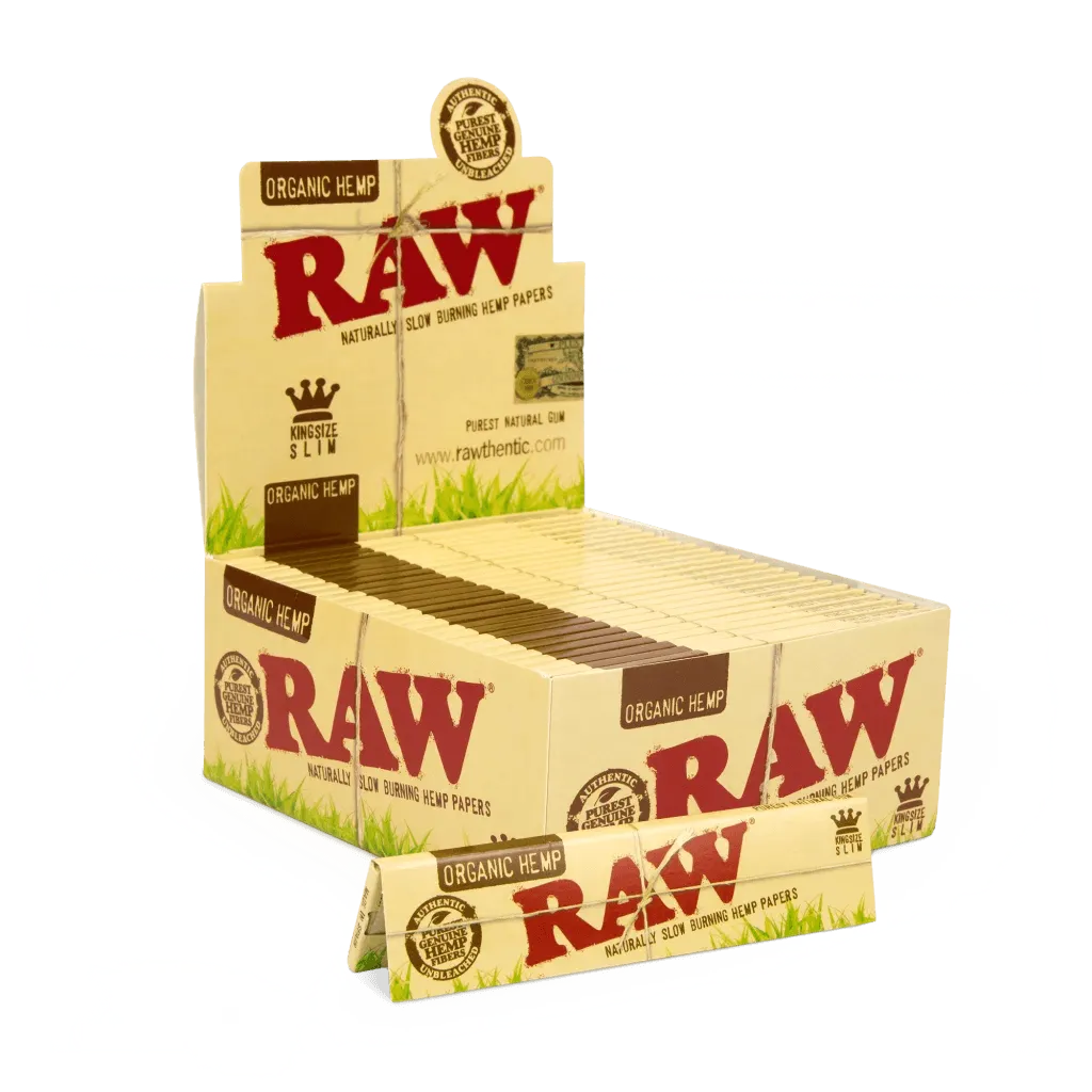 Raw Organic Hemp King Size Slim Rolling Papers Natural Unrefined Skins
