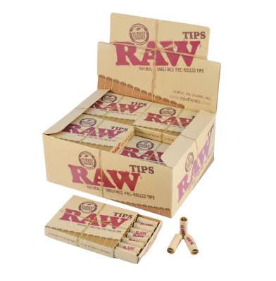 RAW Authentic Natural Unrefined Pre Rolled Filter Tips Rolling Card Roach Strips