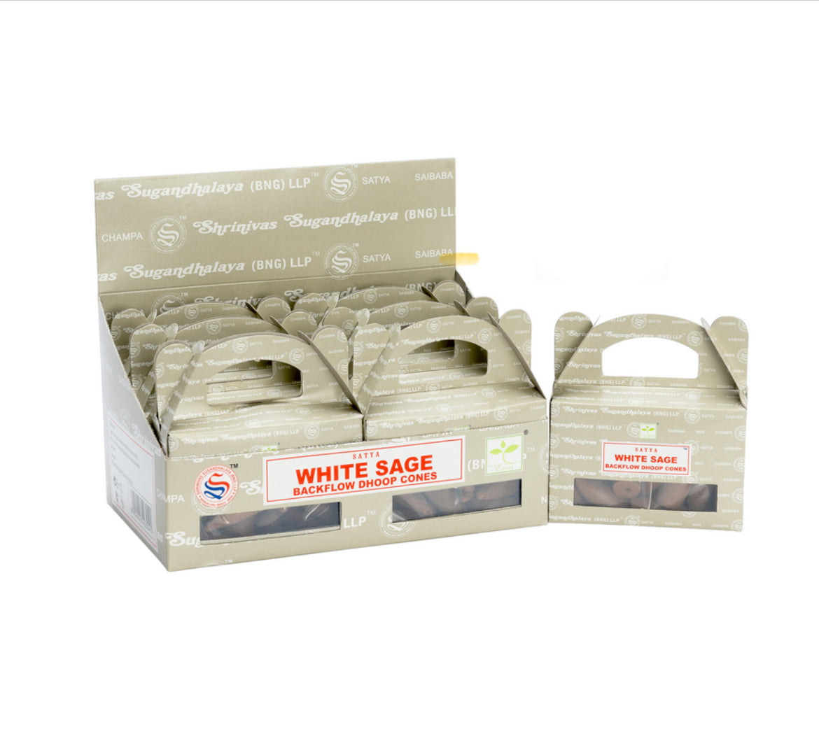 Satya Incense Nag Champa Super Hit White Sage Rose Palo Dhoop Box Incense Cones