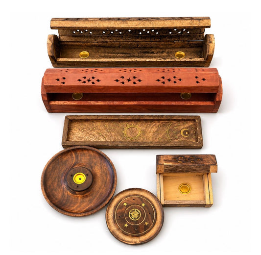 long & round Incense Stick & Cone Burner joss holder ash catcher box