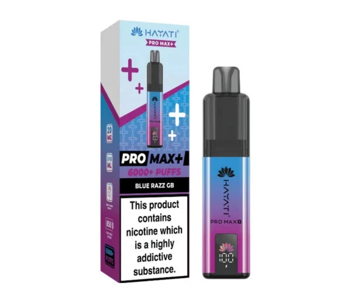 Hayati Pro Max Plus 6k Puffs Rechargeable Reusable Vape Kit Pre-filled Pods 20mg