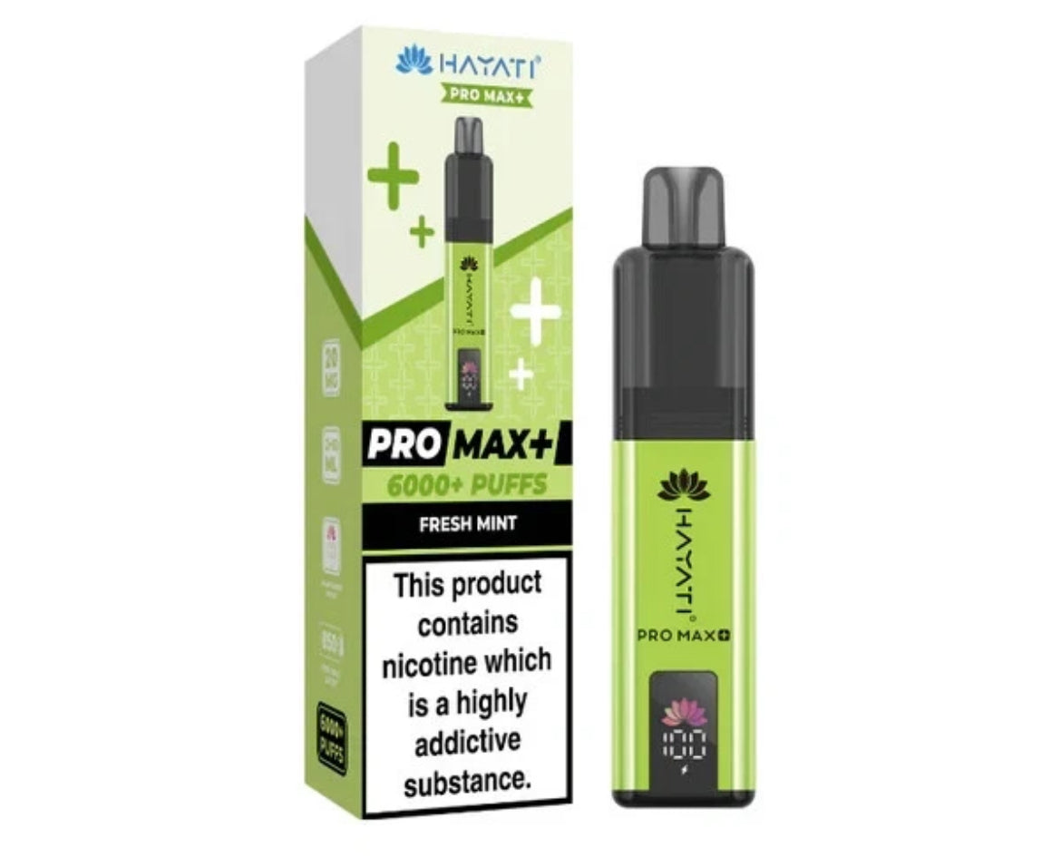 Hayati Pro Max Plus 6k Puffs Rechargeable Reusable Vape Kit Pre-filled Pods 20mg