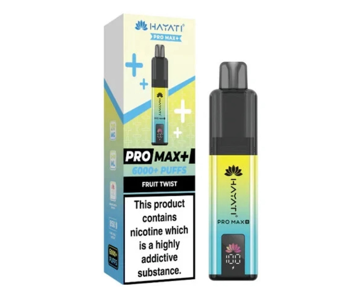 Hayati Pro Max Plus 6k Puffs Rechargeable Reusable Vape Kit Pre-filled Pods 20mg