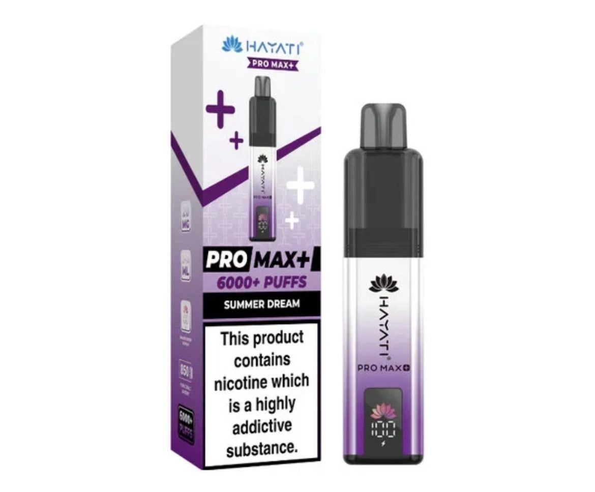 Hayati Pro Max Plus 6k Puffs Rechargeable Reusable Vape Kit Pre-filled Pods 20mg
