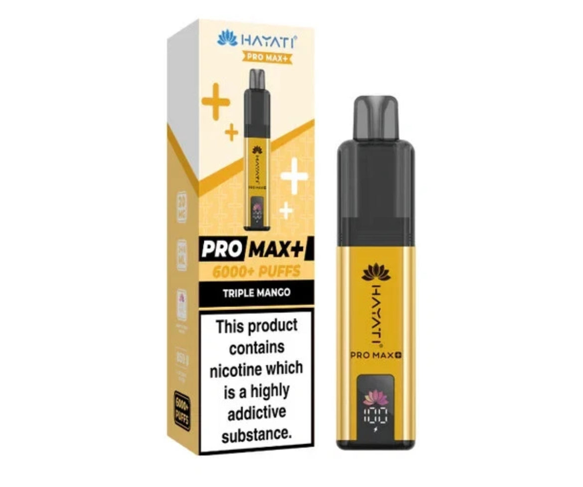 Hayati Pro Max Plus 6k Puffs Rechargeable Reusable Vape Kit Pre-filled Pods 20mg